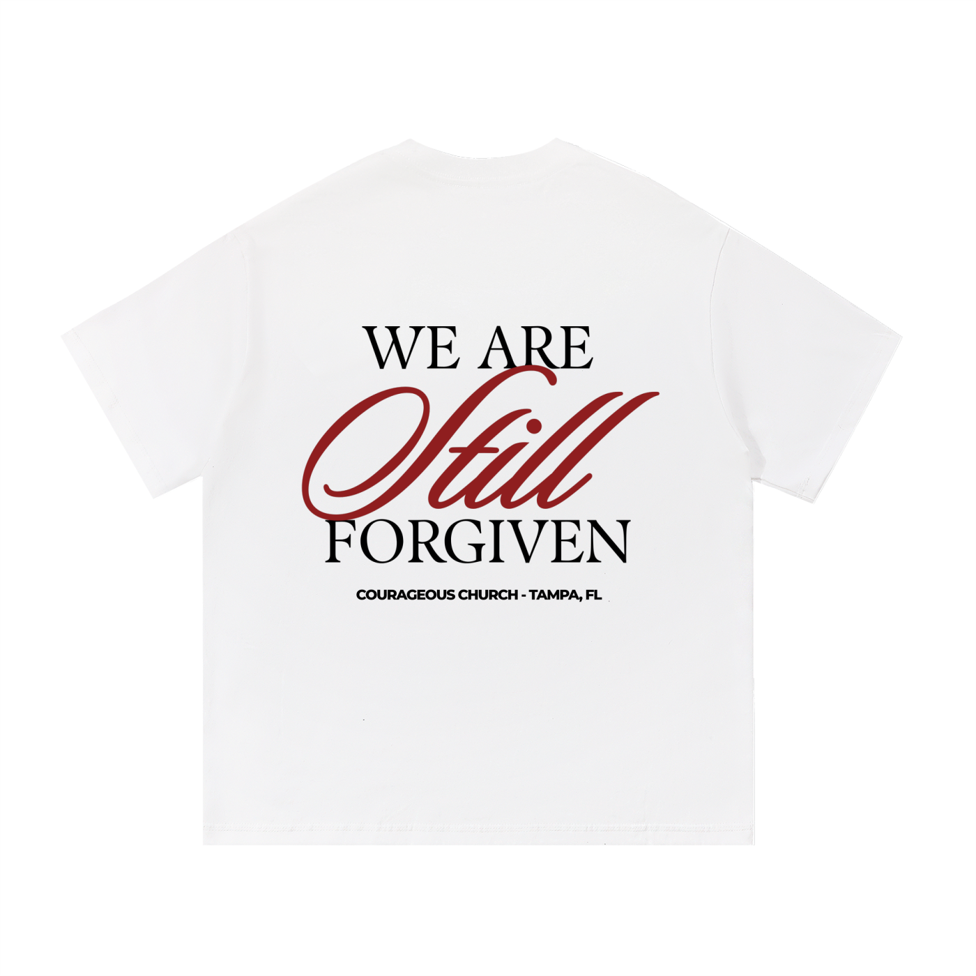 Resurrection Sunday “Forgiven” White Essential T-Shirt - Burgundy