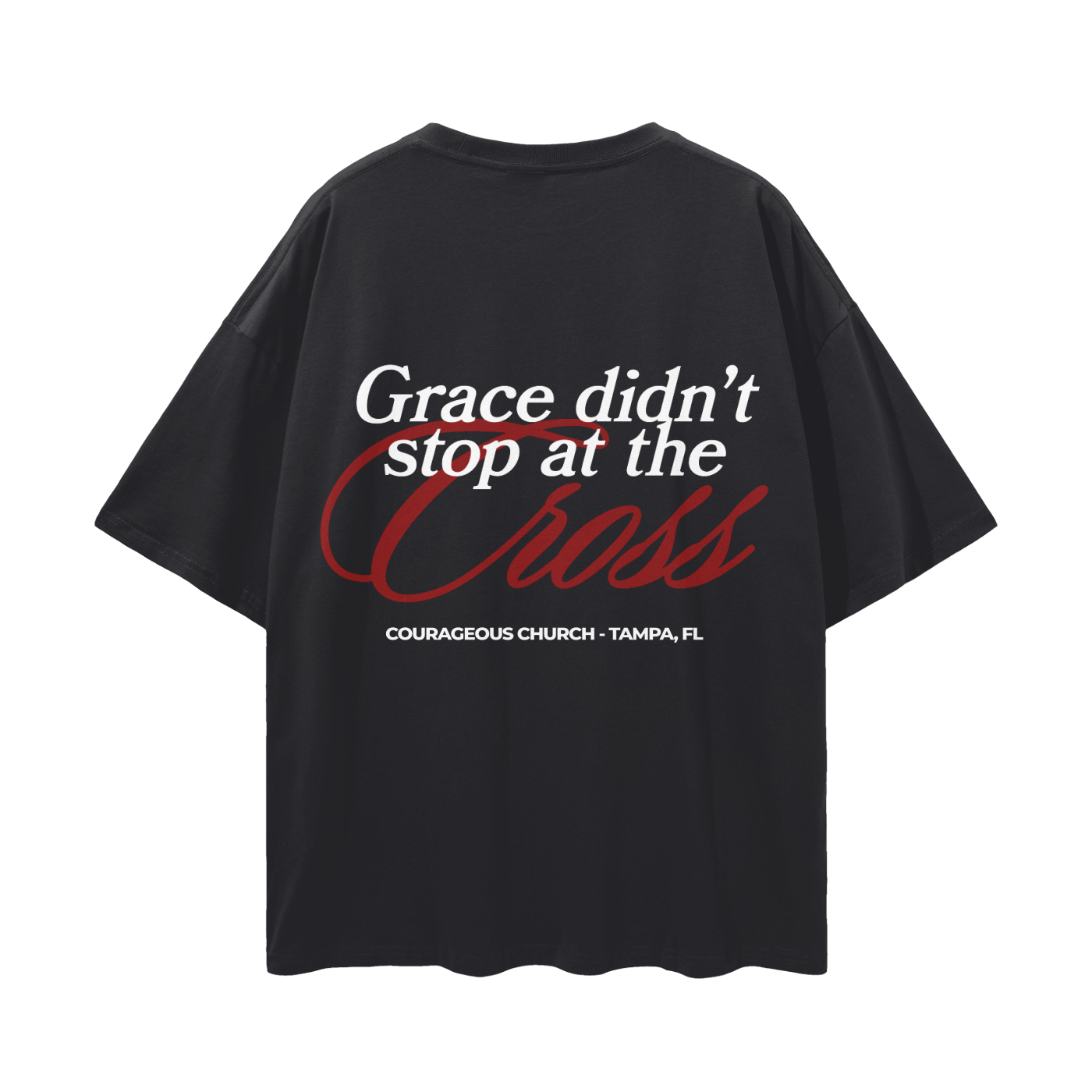 Resurrection Sunday “Grace” Black Drop Shoulder T-Shirt - Burgundy