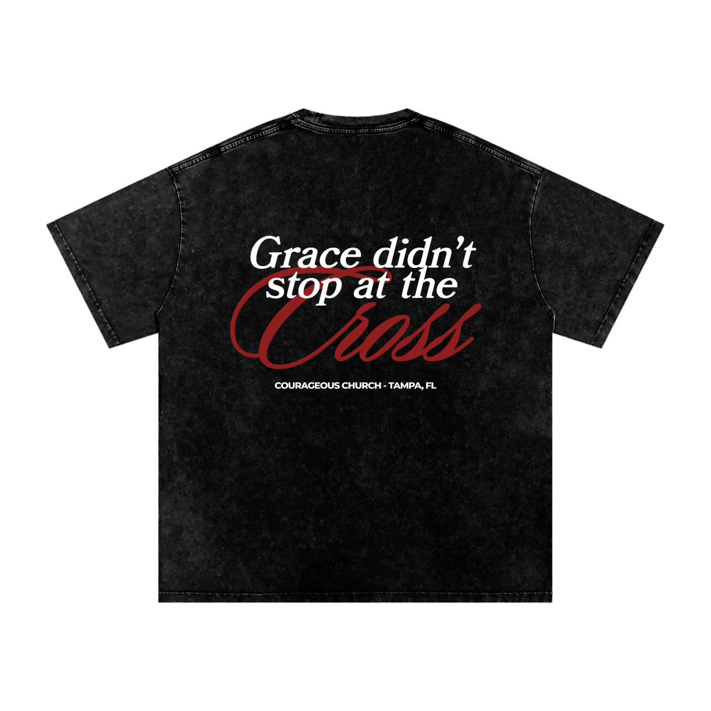 Resurrection Sunday “Grace” Black Snow Washed T-Shirt - Burgundy