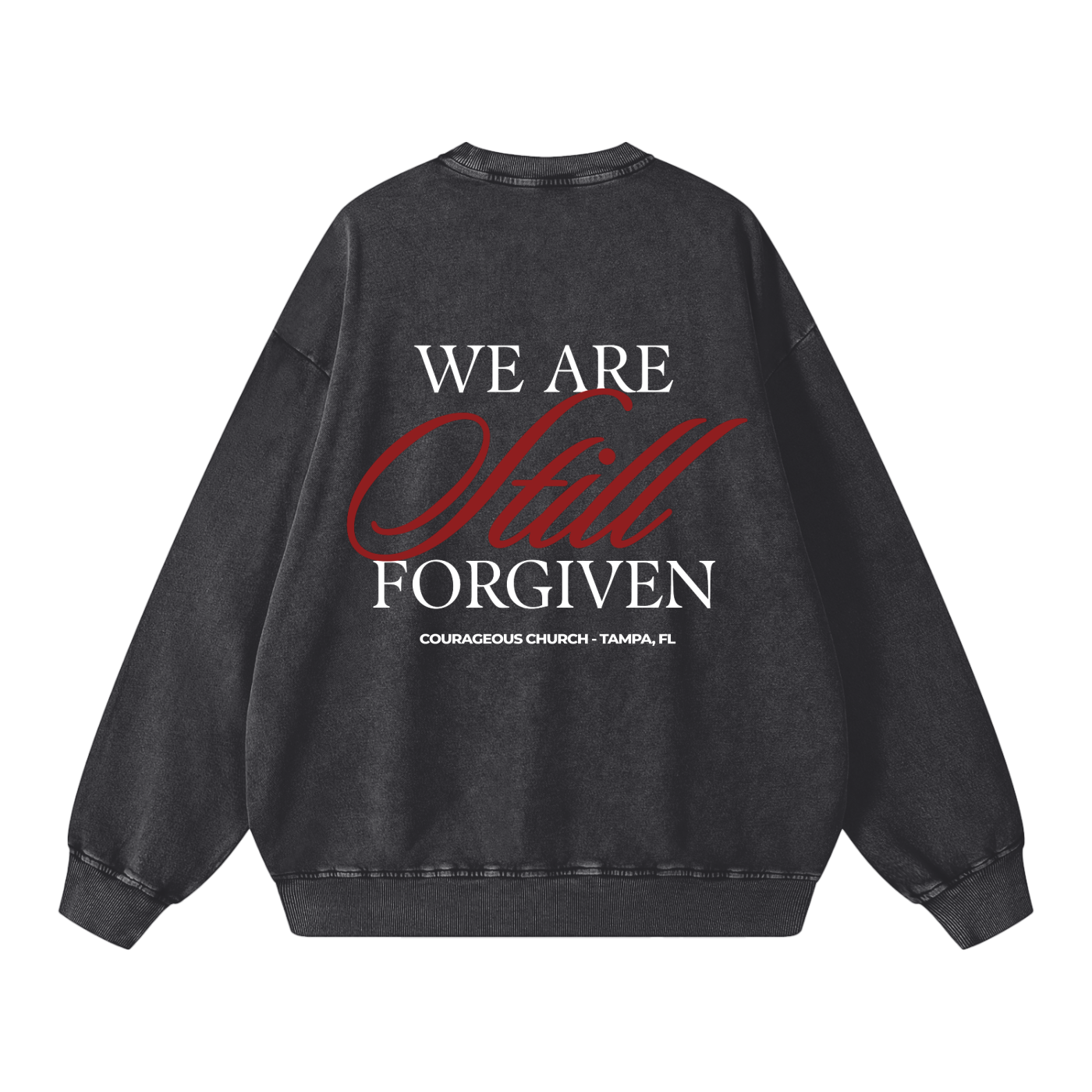 Resurrection Sunday “Forgiven” Snow Washed Sweatshirt - Burgundy