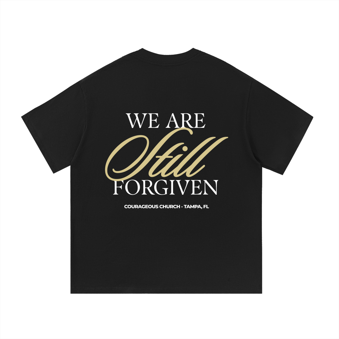 Resurrection Sunday “Forgiven” Black Essential T-Shirt - Soft Gold