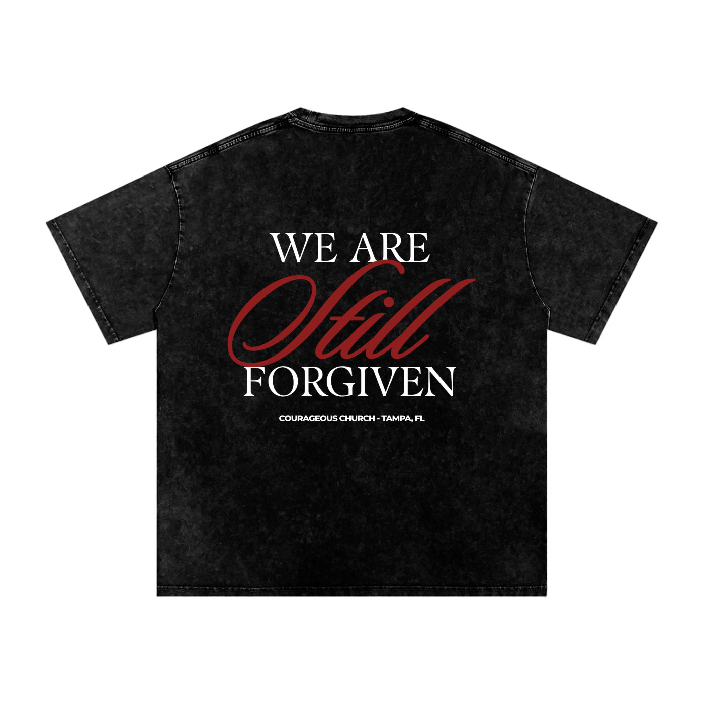 Resurrection Sunday “Forgiven” Black Snow Washed T-Shirt - Burgundy