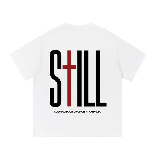 Resurrection Sunday “Still” White Essential T-Shirt - Burgundy
