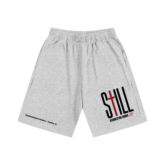 Resurrection Sunday “Still” Grey Cotton Shorts - Burgundy