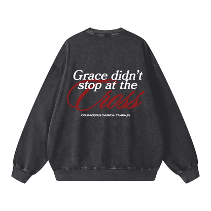 Resurrection Sunday “Grace” Snow Washed Sweatshirt - Burgundy