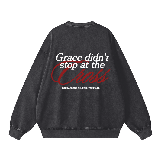 Resurrection Sunday “Grace” Snow Washed Sweatshirt - Burgundy