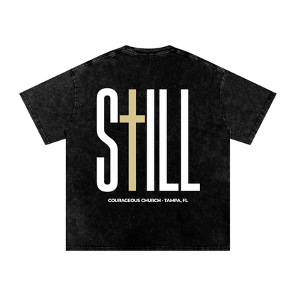 Resurrection Sunday “Still” Black Snow Washed T-Shirt - Soft Gold