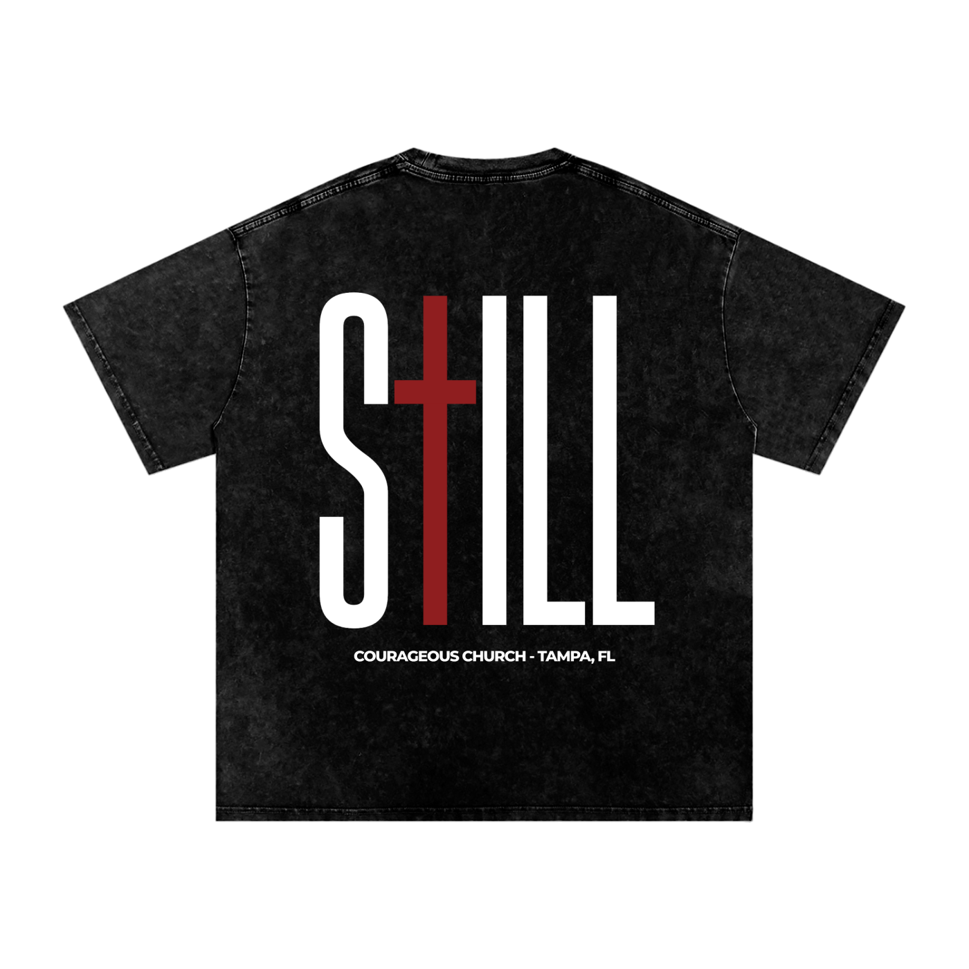 Resurrection Sunday “Still” Black Snow Washed T-Shirt - Burgundy