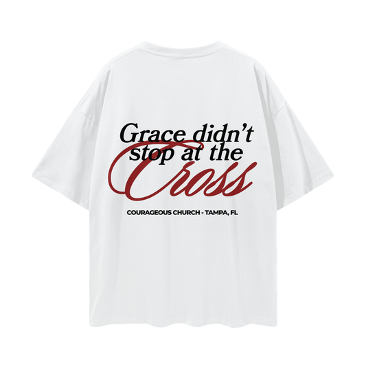 Resurrection Sunday “Grace” White Drop Shoulder T-Shirt - Burgundy
