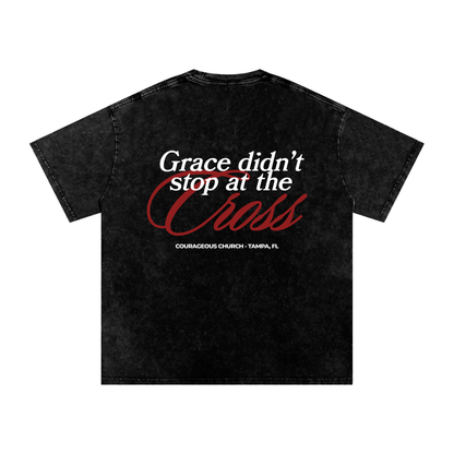 Resurrection Sunday “Grace” Black Snow Washed T-Shirt - Burgundy