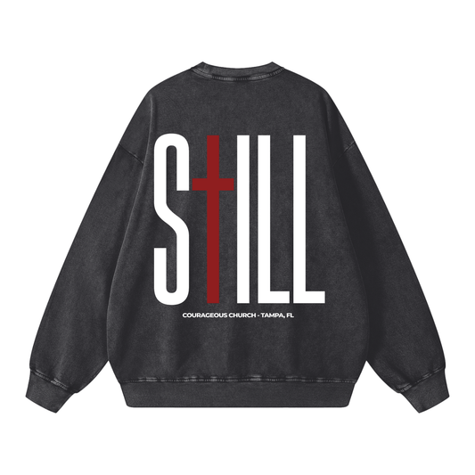 Resurrection Sunday “Still” Snow Washed Sweatshirt - Burgundy