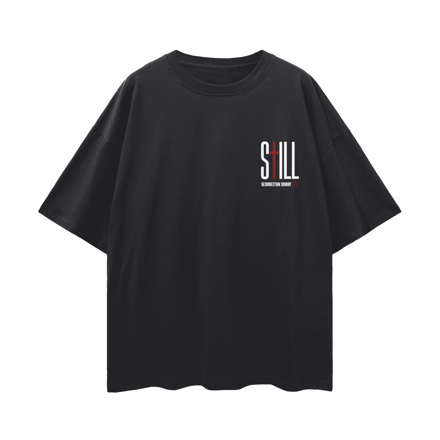 Resurrection Sunday “Grace” Black Drop Shoulder T-Shirt - Burgundy
