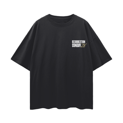 Resurrection Sunday “Still” Black Drop Shoulder T-Shirt - Soft Gold