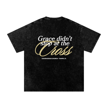 Resurrection Sunday “Grace” Black Snow Washed T-Shirt - Soft Gold