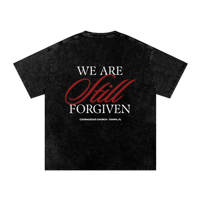 Resurrection Sunday “Forgiven” Black Snow Washed T-Shirt - Burgundy