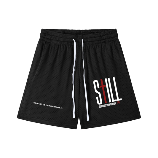 Resurrection Sunday “Still” Black Mesh Shorts - Burgundy