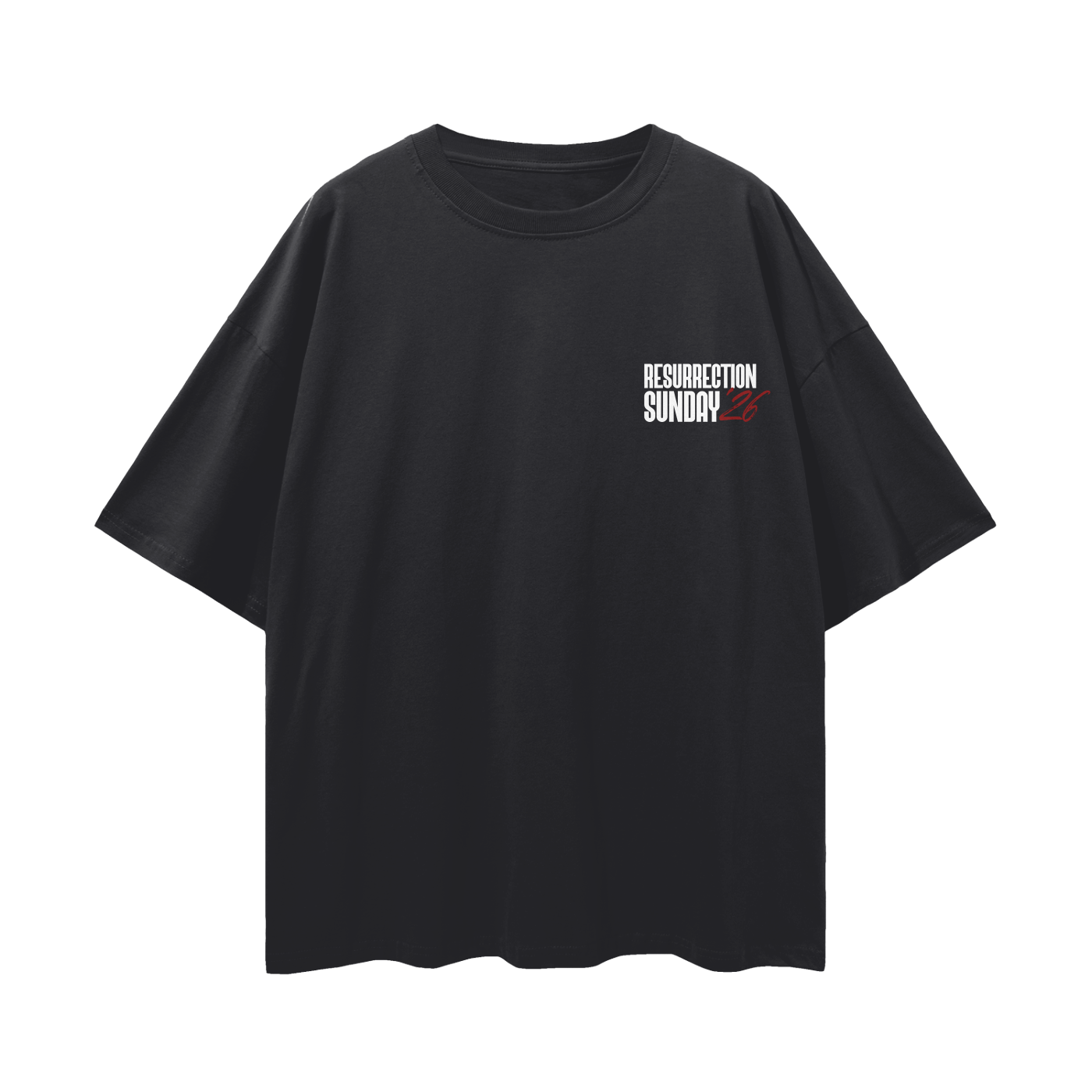 Resurrection Sunday “Still” Black Drop Shoulder T-Shirt - Burgundy