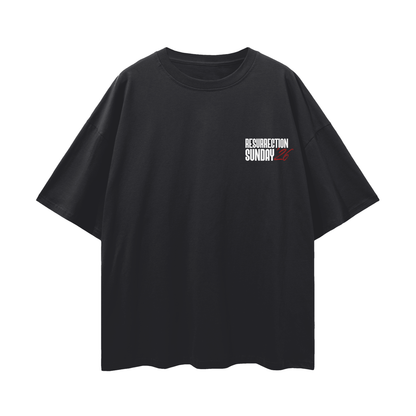 Resurrection Sunday “Still” Black Drop Shoulder T-Shirt - Burgundy